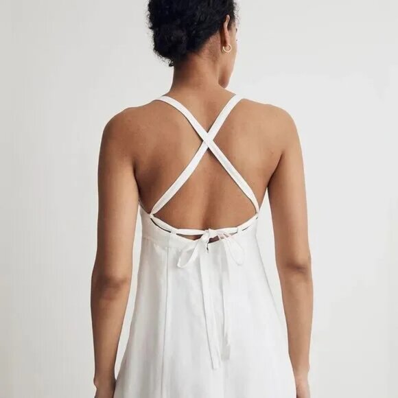 Madewell Embroidered Eyelet Tie-Back Cami Midi Dress White Size 2 NWT - Picture 4 of 7